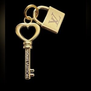 Heart Key & Lock Zipper Pull Charm Gold Tone LV